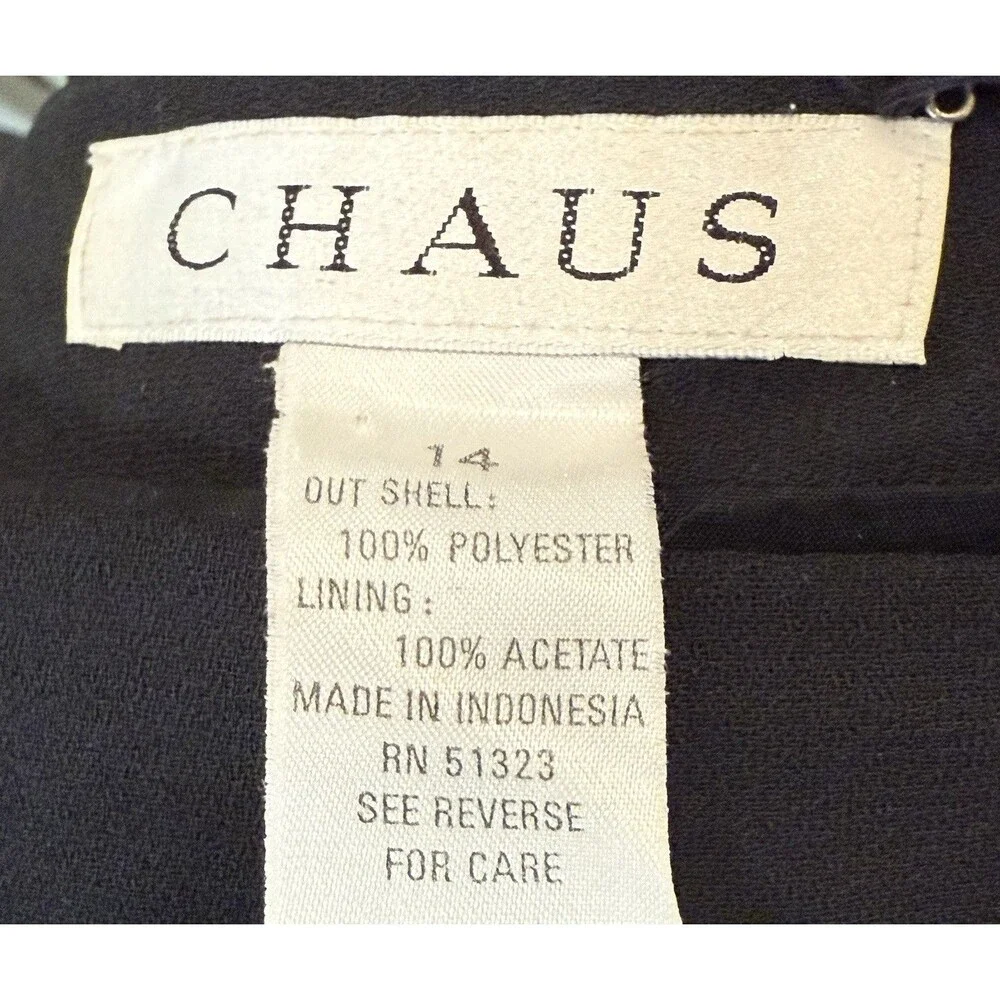 Chaus Black Midi Skirt Size 14 Women’s Lined Back Slit Classic Workwear